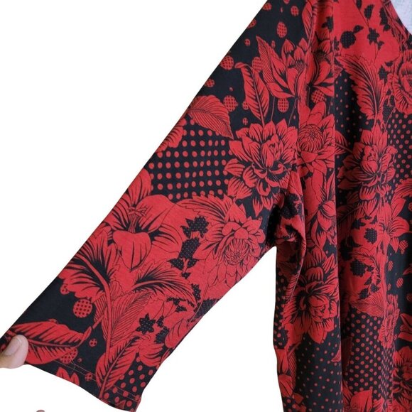 Coral‎ Bay Womens 3X Red & Black Floral Polka Dark Bloomcore Whimsygoth - Picture 4 of 7